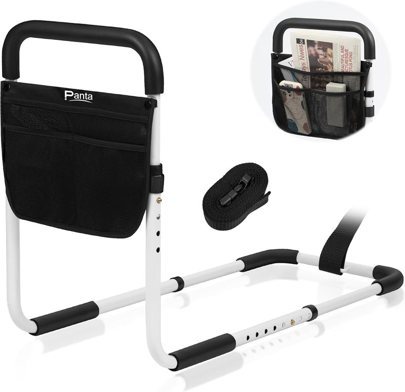 Panta Bed Rails for Elderly Adults, Adjustable Bed Assist Bar for Seniors, Medical Bed Safety Rail with Storage Bag and Fixing Strap, Portable Bed Cane Fit King, Queen, Full, Twin, Medium, Black - Image 1